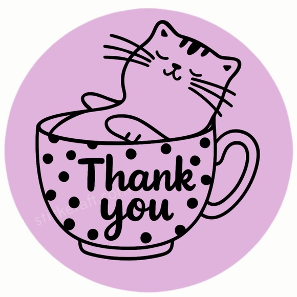 Thank You Cat Stickers Labels Boutique Packaging Thank You Seals - Picture 12 of 14
